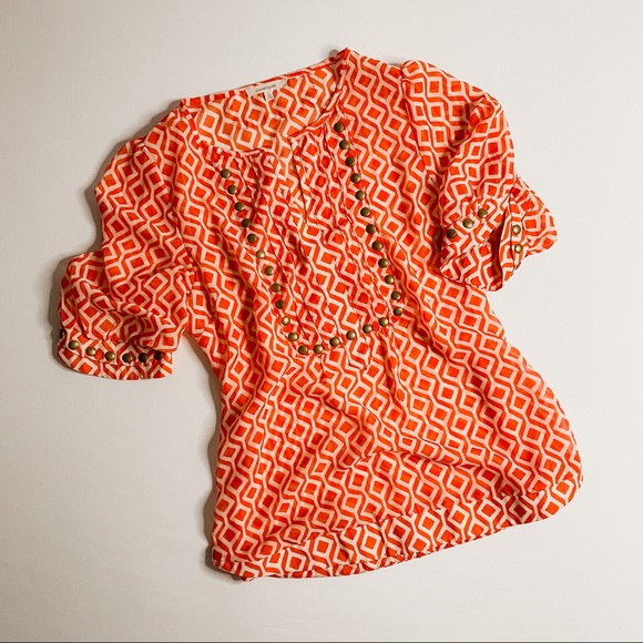41 Hawthorn | Orange Geometric Studded Top | Small - Picture 3 of 4